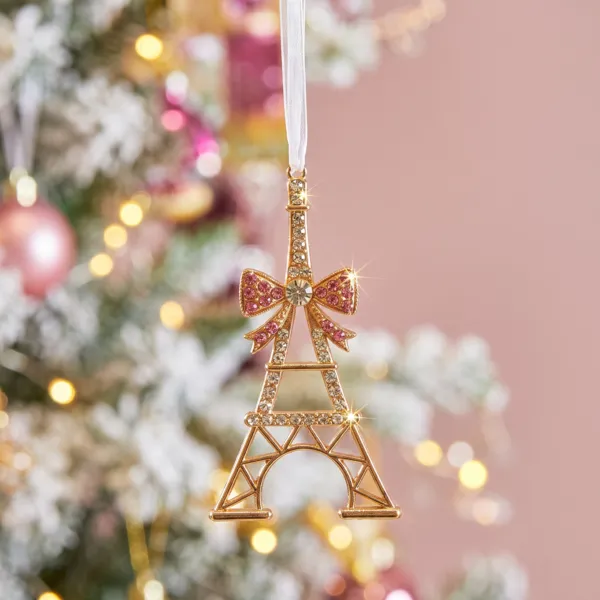 Suspension de No�l en m�tal (H11 cm) Tour Eiffel strass dor�e