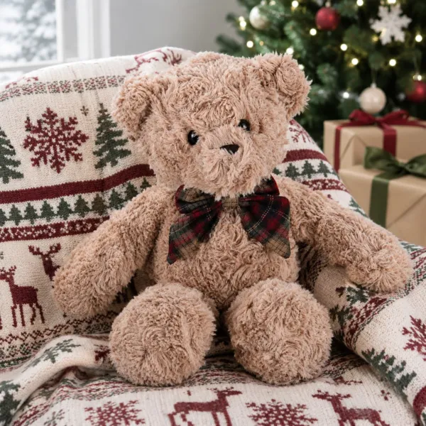 Peluche morbida (H30 cm) Gaston e Fiocco a quadri