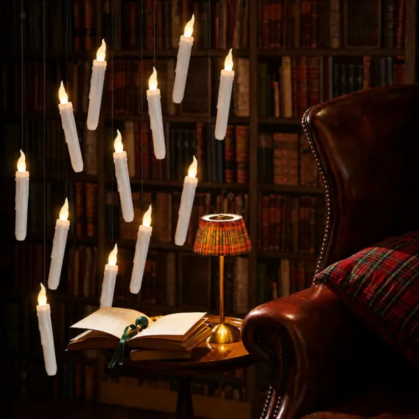 Set di 10 candele LED a sospensione a pile (H17 cm) Magia nell'aria Bianco caldo