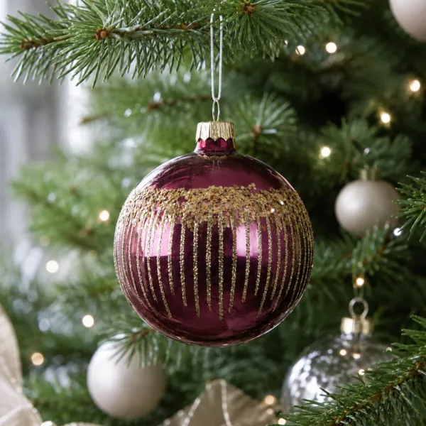 Set di 6 palline di natale in vetro (D80 mm) Winter F��rie Rosa scuro