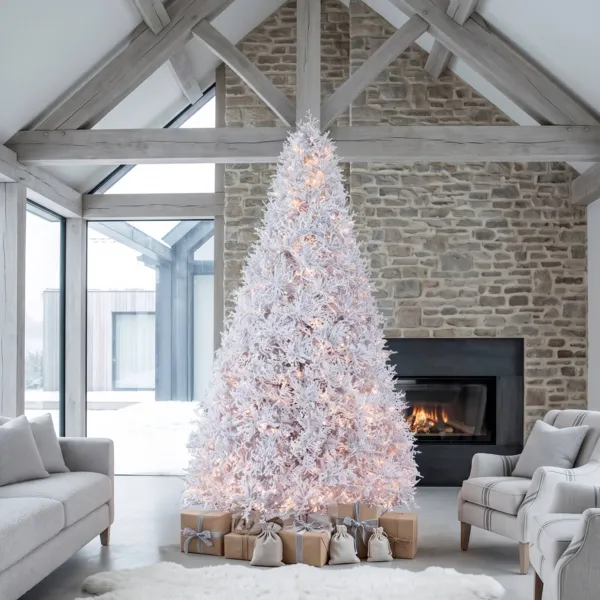Lysende kunstigt juletræ med 440 LED (H210 cm) Manaslu hvid og varm hvid