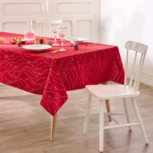 Tovaglia rettangolare effetto anti macchia (150 x 240 cm) Lumia Rosso e oro