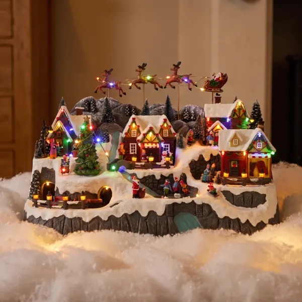 Villaggio di Natale luminoso e animato (H38 cm) Magia del Natale
