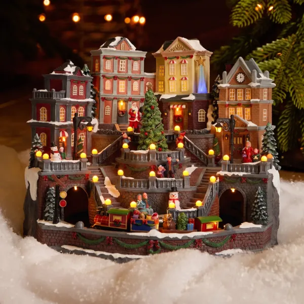 Villaggio di Natale luminoso e animato (H37 cm) City Hall