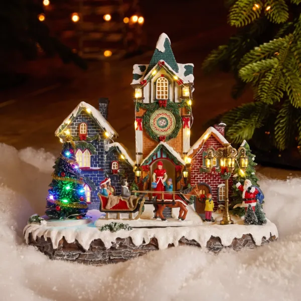 Villaggio di Natale luminoso (H36 cm) Il Villaggio dell'Orologio