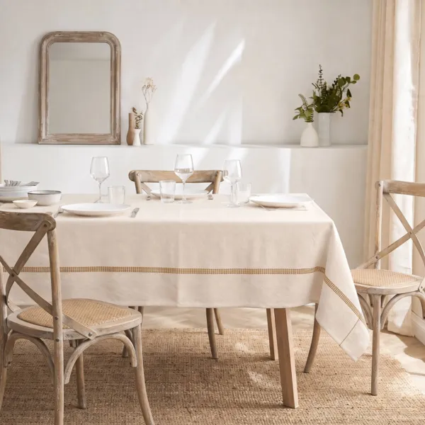 Tovaglia rettangolare in cotone (150 x 350 cm) Lana Giallo ocra