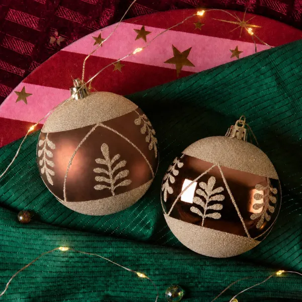 Set di 12 palline di Natale (D80 mm) Eleganza Marrone caff�