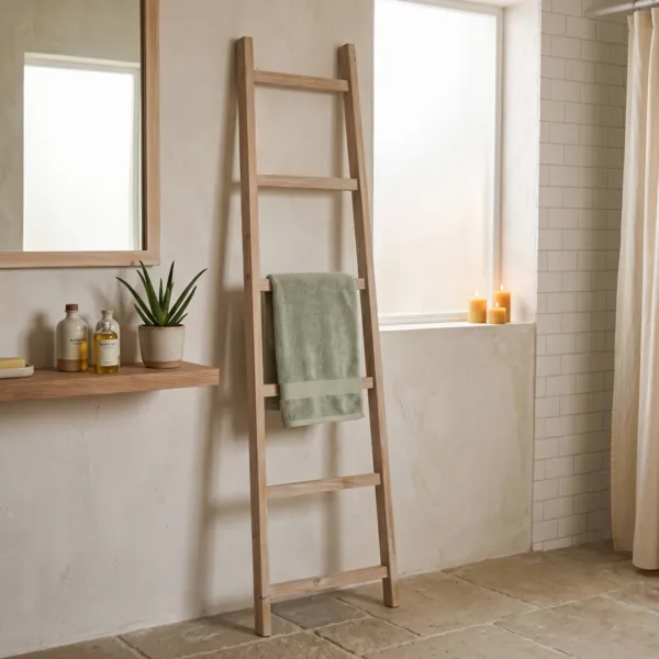 Houten wandhanddoekenrek ladder (H186,7 cm) Arbo Natuurlijk