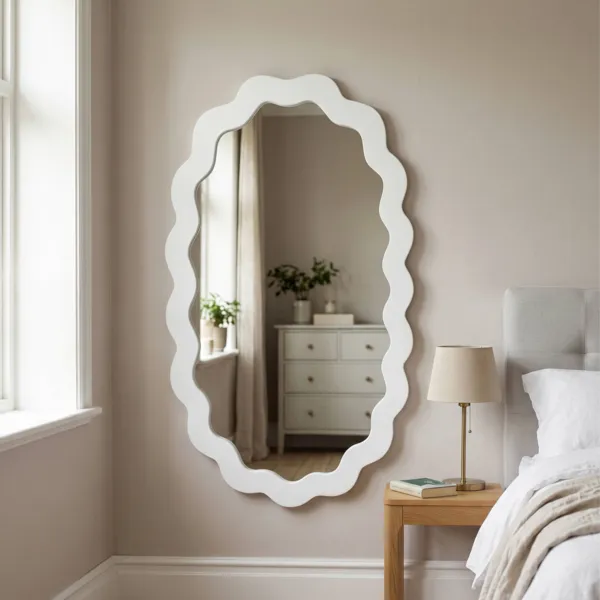 Specchio da parete effetto legno (109 cm) Sola Bianco