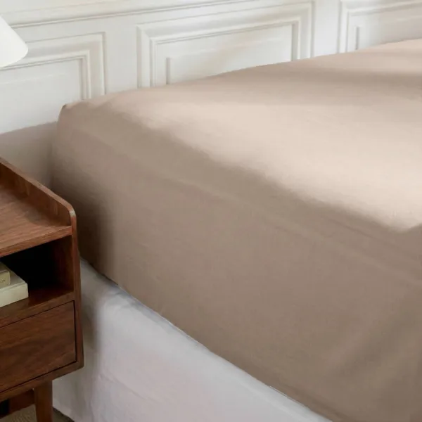 Hoeslaken van perkal katoen (180 x 200 cm) Diane Beige