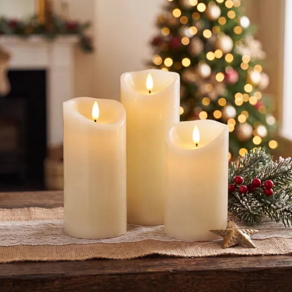 Set di 3 candele LED Vouy Avorio