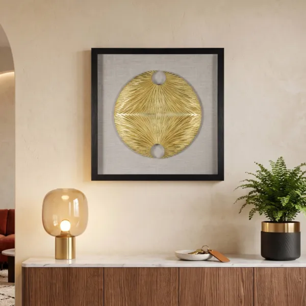 Cuadro decorativo en relieve de madera (60 x 60 cm) Alya Oro