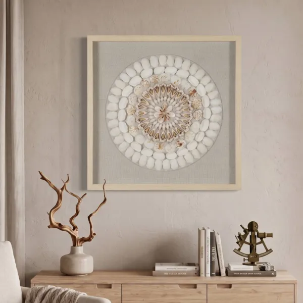 Cuadro decorativo en relieve con conchas (60 x 60 cm) Izar Blanco