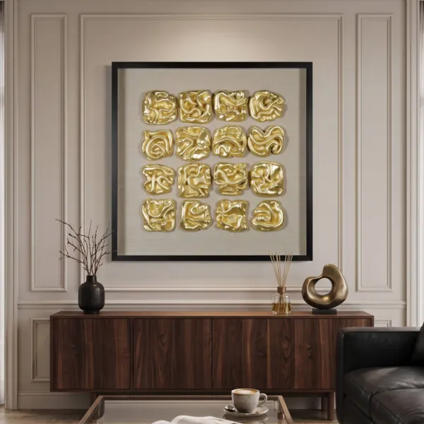 Cuadro decorativo en relieve de arcilla (90 x 90 cm) Keid Oro