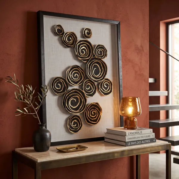 Cuadro decorativo en relieve de papel (60 x 80 cm) Nunki Negro