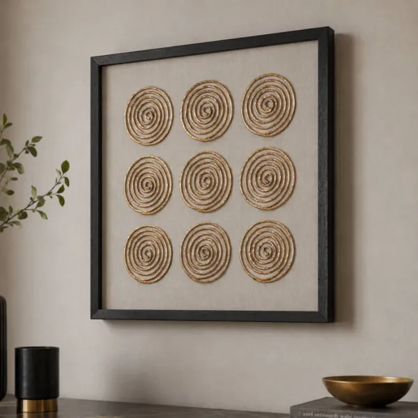 Cuadro decorativo en relieve de papel (60 x 60 cm) Rana Oro
