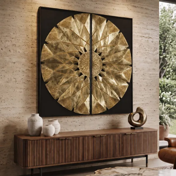 Cuadro decorativo en relieve (120 x 120 cm) Lyra Blanco