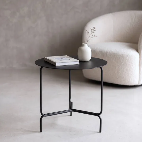 Runder Beistelltisch aus Metall (H45 cm) Axon Schwarz