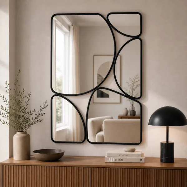 Miroir mural m�tal (H100 cm) Halo Noir