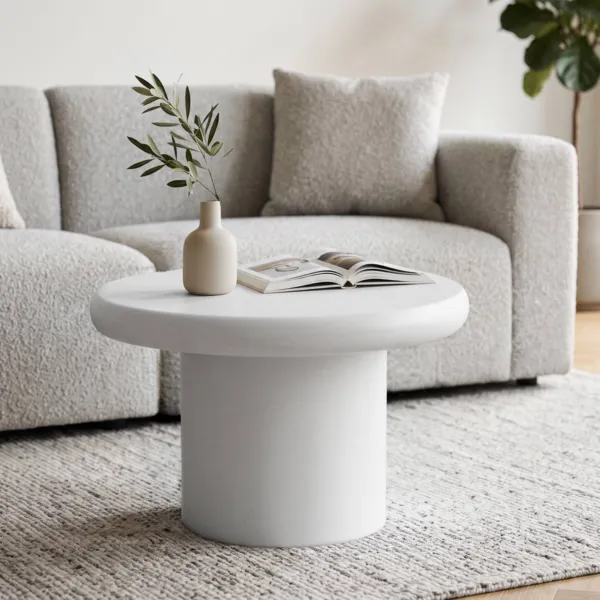 Runder Couchtisch aus oxidiertem Magnesium (H45 cm) Holm Wei�