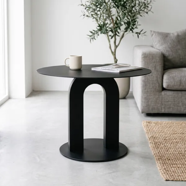 Runder Couchtisch aus Metall (H35cm) Zelya Schwarz