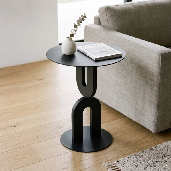 Ronde metalen salontafel (H45cm) Zelya Zwart