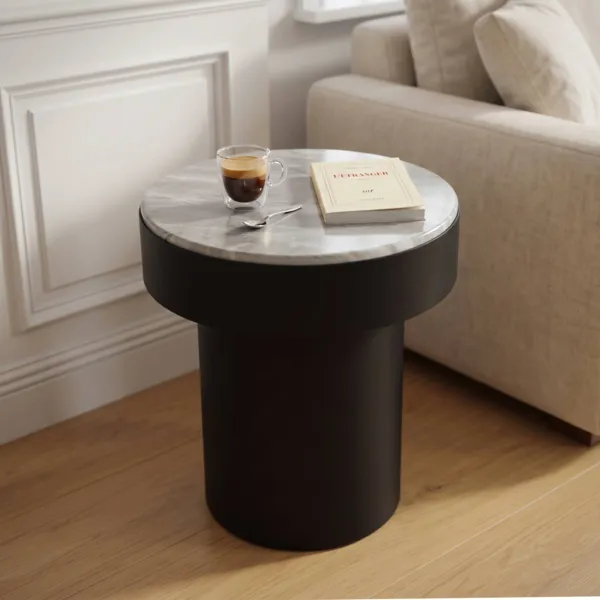 Runder Couchtisch aus Metall (H45,5 cm) Eloa Braun
