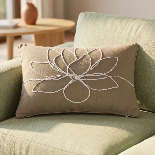 Rektangulær pude i genbrugstekstil (40 x 60 cm) Zen Taupe