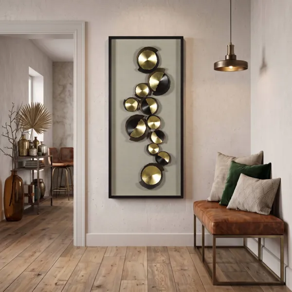 Quadro decorativo in rilievo in metallo (70 x 150 cm) Solen Argento