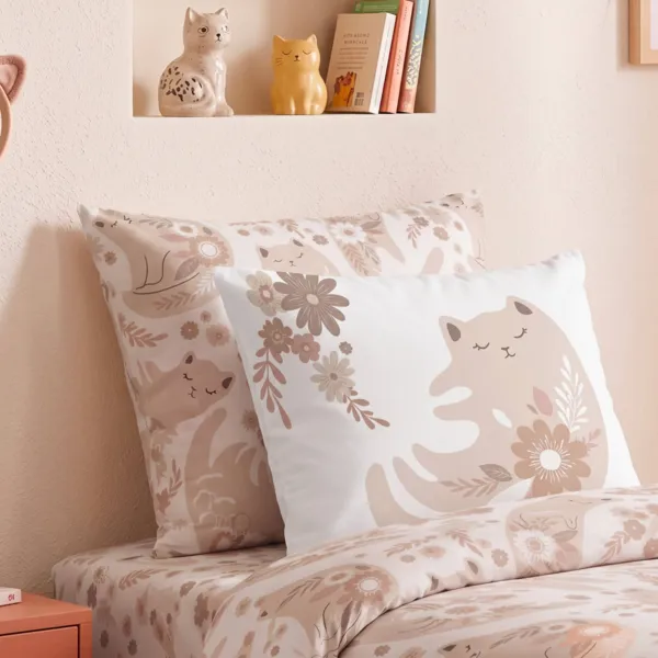 Federa per cuscino rettangolare per bambini in percalle di cotone (50 x 70 cm) Minou Rosa