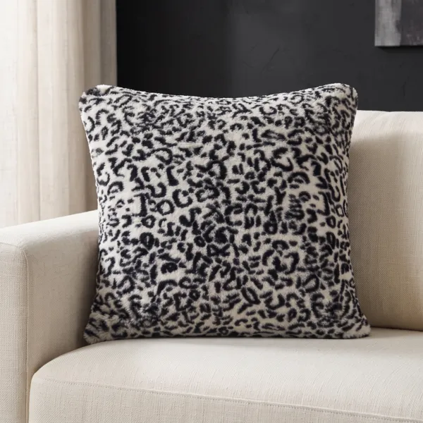 Coussin carr� fausse fourrure (45 x 45 cm) Panthera Noir