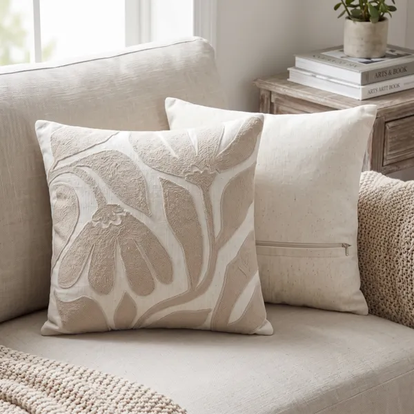 Cuscino quadrato in cotone (45 x 45 cm) Oslo Beige
