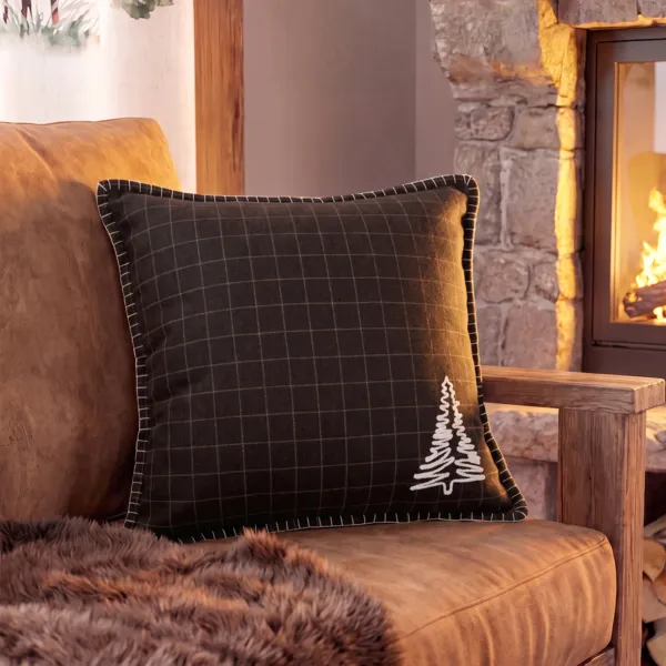 Coussin carr� effet laine (45 x 45 cm) Brame Brun