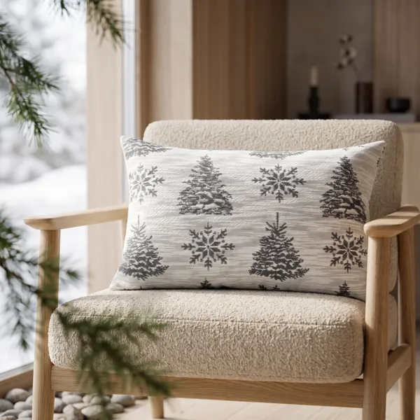 Cuscino rettangolare cotone (40 x 60 cm) Woody Grigio