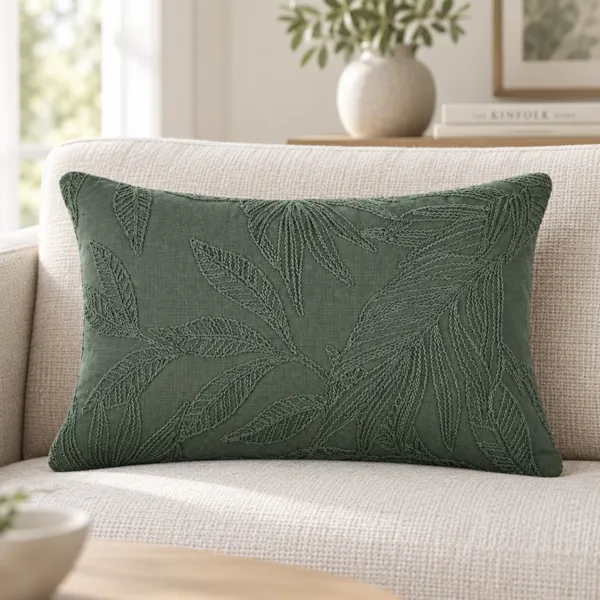 Cuscino rettangolare in cotone (35 x 50 cm) Tenali Verde cachi