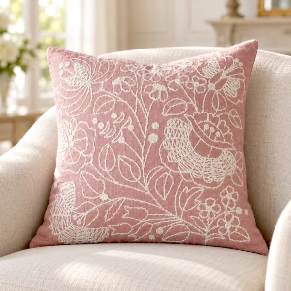 Cuscino quadrato in cotone (45 x 45 cm) Bellissima Rosa