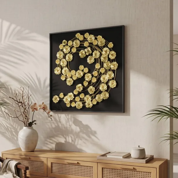 Dekoratives Metallreliefbild (60 x 60 cm) Heka Gold