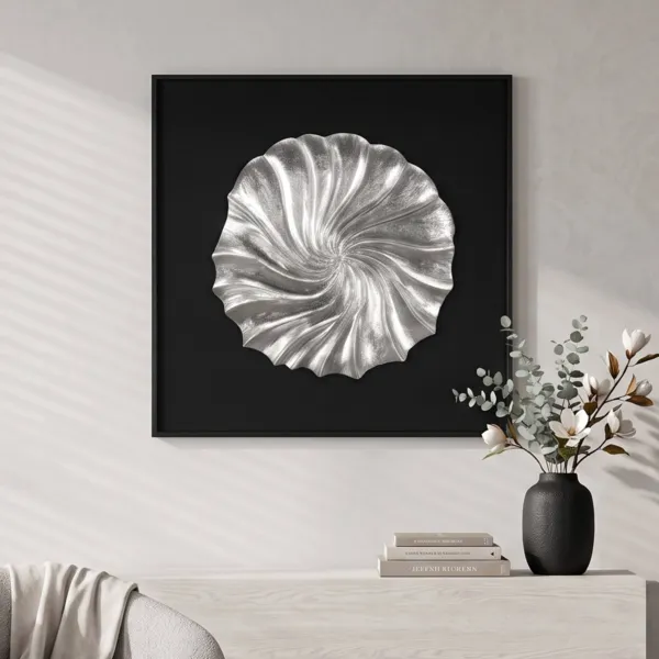 Relief-Holzbild (60 x 60 cm) Mero Silber