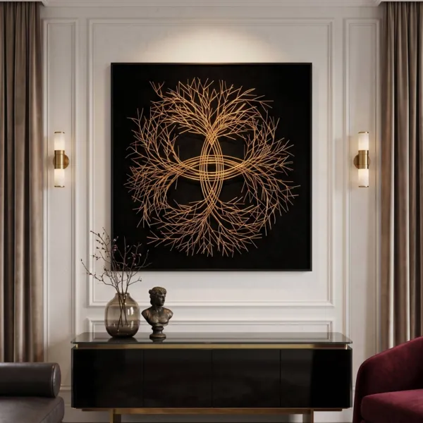 Relief-Wandbild aus Metall (90 x 90 cm) Tura Gold