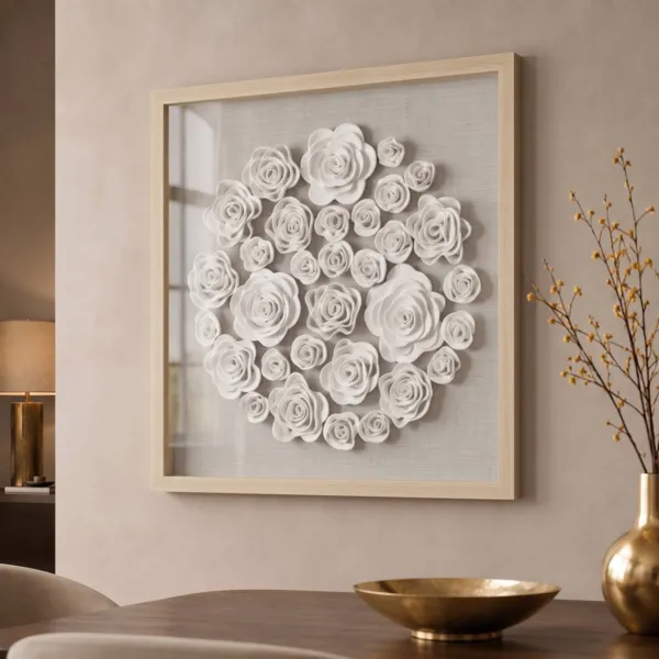 Quadro decorativo in rilievo in argilla (60 x 60 cm) Aris Bianco