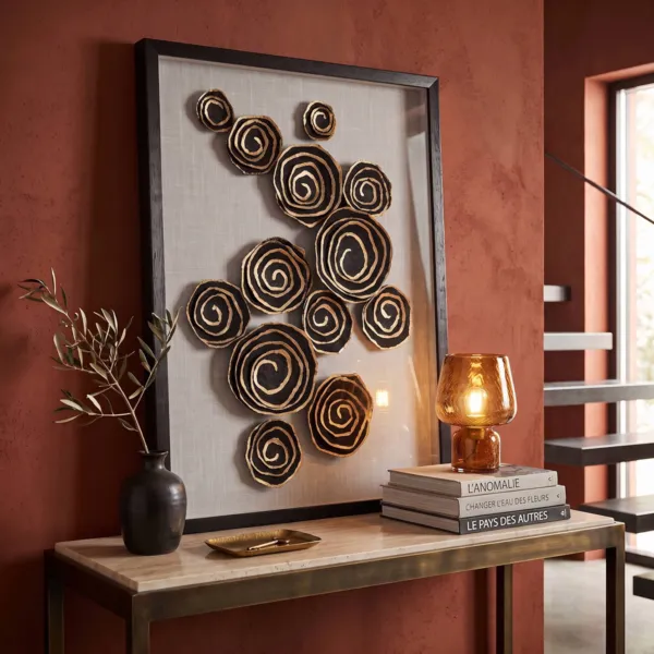 Quadro decorativo rilievo in carta (60 x 80 cm) Nunki Nero