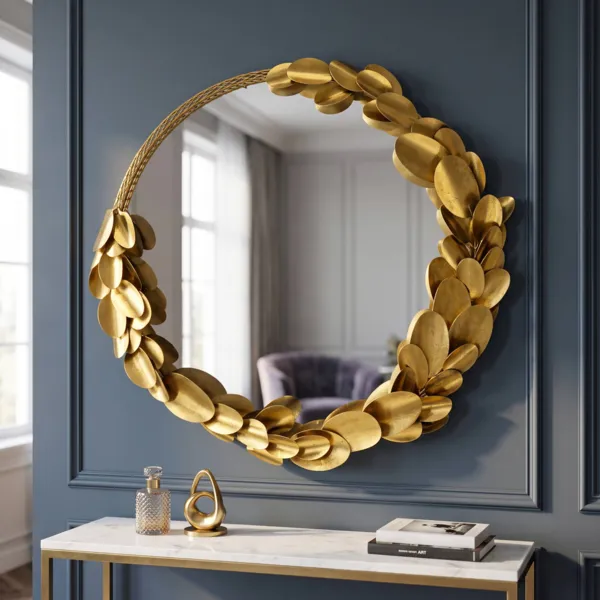 Specchio da parete in metallo (H83,5 cm) Corona reale Liya Oro