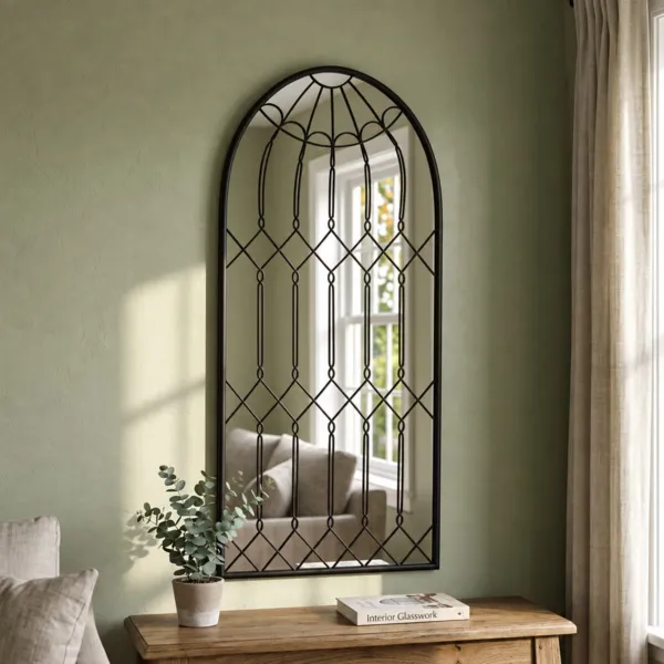 Miroir mural m�tal (H80 cm) Vitrail Noir
