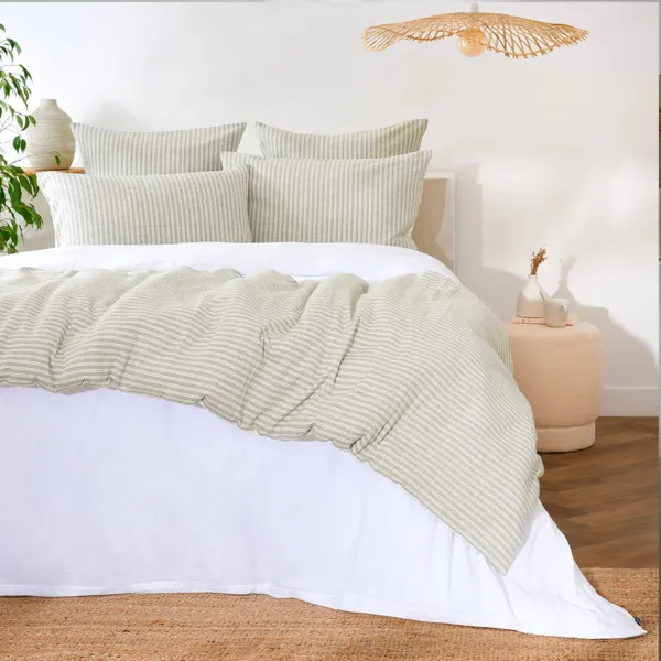 Piumone reversibile in cotone testurizzato e percalle (90 x 220 cm) Alice Verde