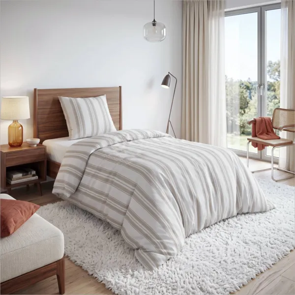 Copripiumino in percalle di cotone (140 x 200 cm) Cl�mence Bianca