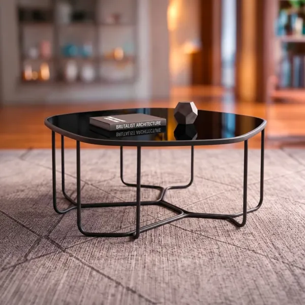 Table basse ronde en m�tal (H35 cm) Cobe Noire