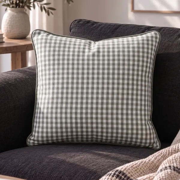Cuscino quadrato in garza di cotone (45 x 45 cm) Ga�a vichy Verde rosmarino
