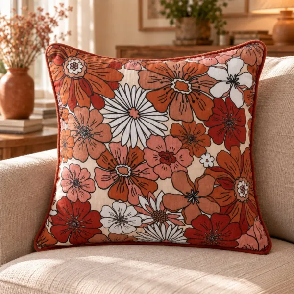 Cuscino quadrato in garza di cotone (45 x 45 cm) Ga�a azalea Terracotta