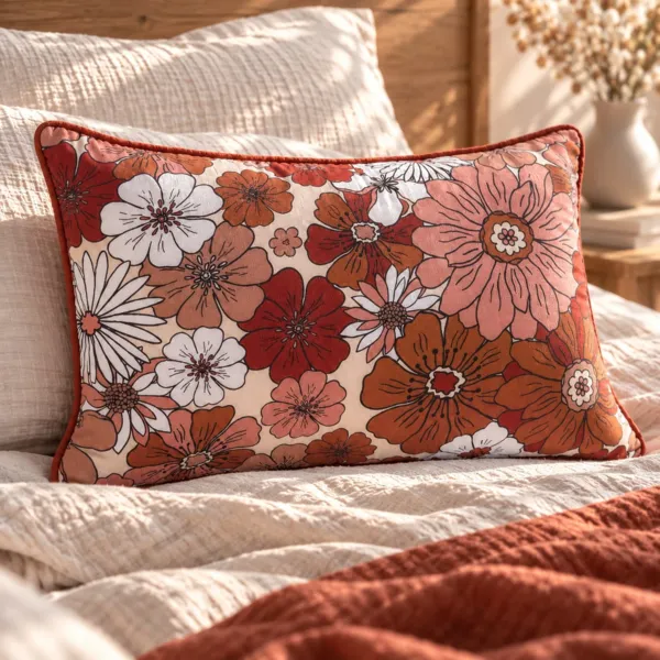 Cuscino rettangolare in garza di cotone (40 x 60 cm) Ga�a azalea Terracotta