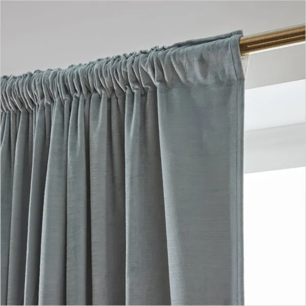 Tenda in velluto martellato con passanti nascosti (280 x 240 cm) Maela Grigio blu